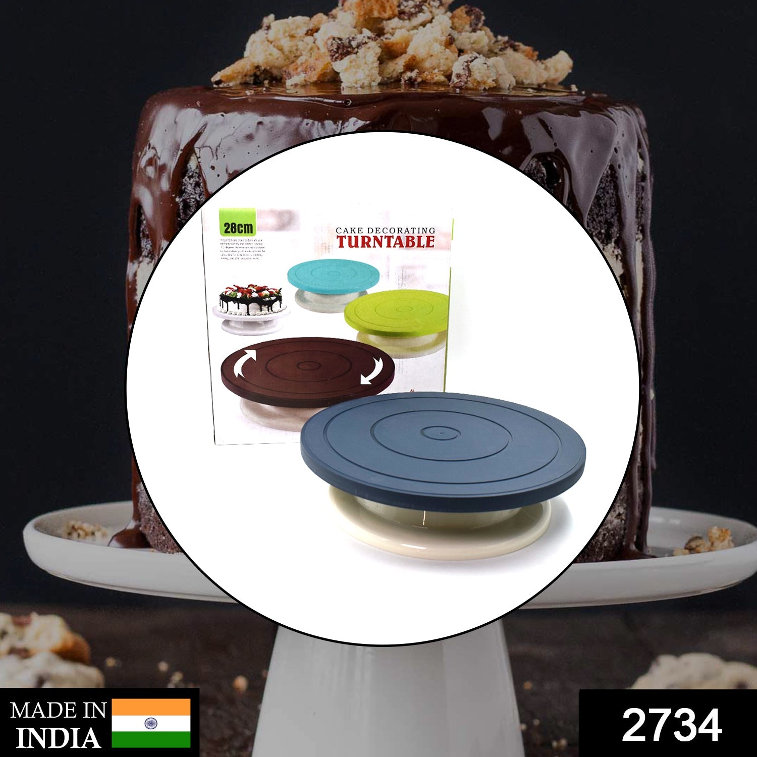 2734 Cake Blue Turntable used widely in bakeries and some of the household places while making and decorating cake and all purposes. freeshipping - DeoDap 2734 Cake Blue Turntable used widely in bakeries and some of the household places while making and decorating cake and all purposes. freeshipping - DeoDap